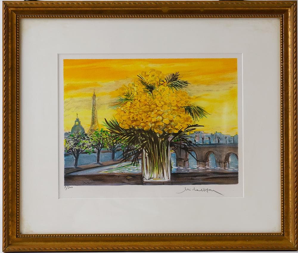 絵画 版画 ミッシェル・アンリ『黄色い花束』 リトグラフ 7/300 巨匠 パリ