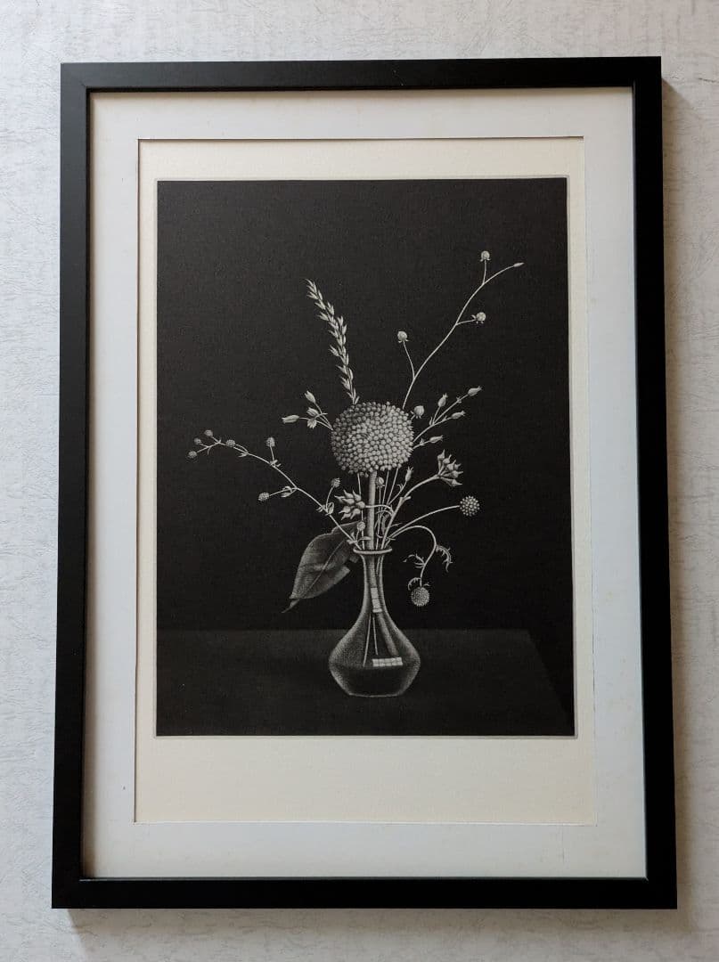 q長谷川潔の500部限定作品 「瓶に挿した種草」真作保証