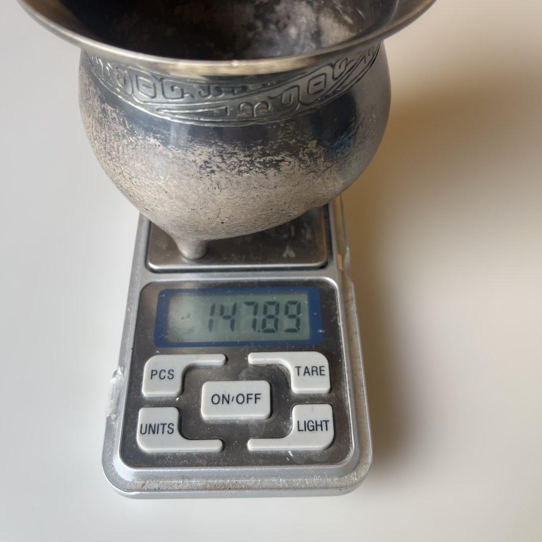 銀製　香炉　在銘