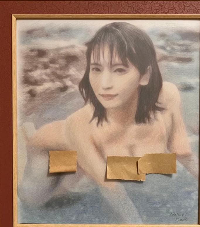 色鉛筆画 人物画 赤フレーム