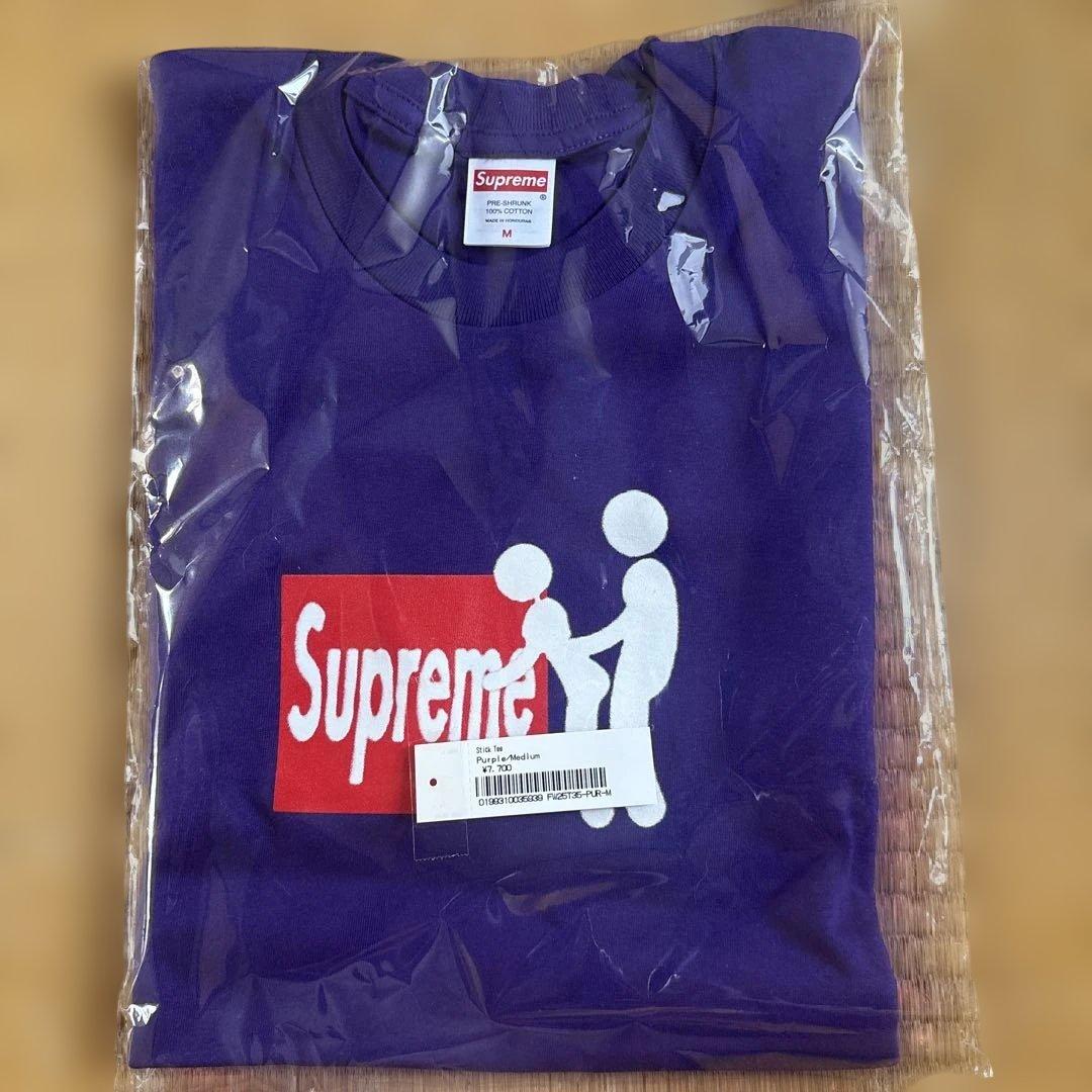 Supreme Stick Tee パープル Mサイズ　ステッカー5枚