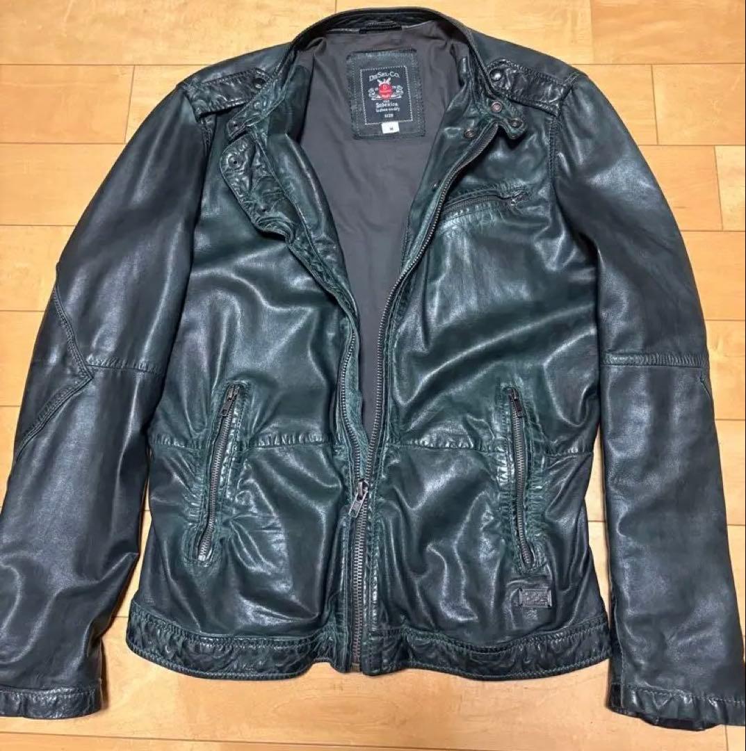 DIESEL-Co　ブラックレザーシングルライダースジャケット M