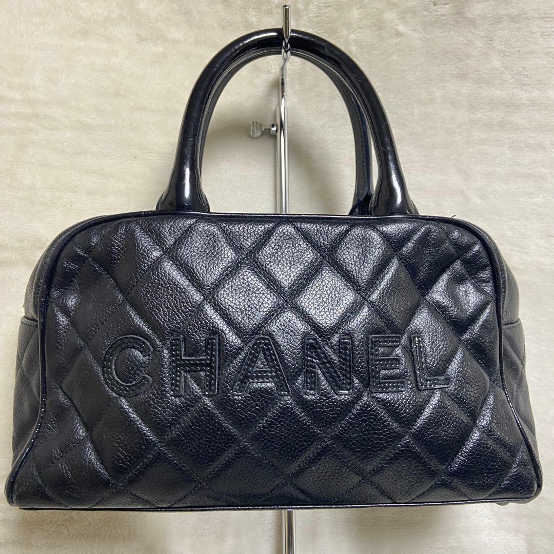 正規品　CHANEL ミニボストン　キャビアスキン　レザーバッグ