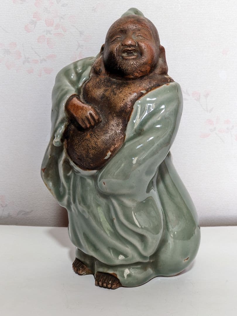 ♦希少！三田青磁 布袋 置物 七福神 江戸時代 古玩 古美術 美術品 骨董品