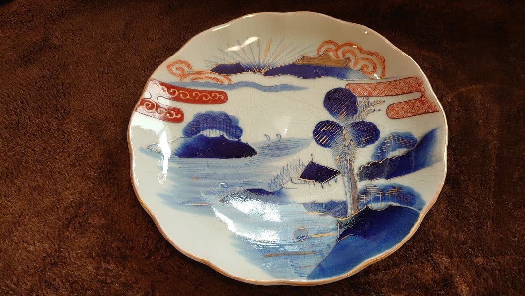 古伊万里　伊万里　色絵　金襴手　富士山　大皿　１客