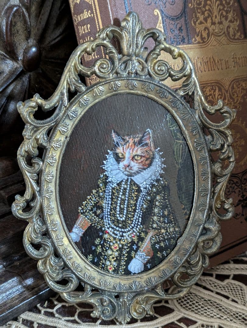 【猫好きさんに】猫貴族肖像画　アンティーク　ヴィクトリアン