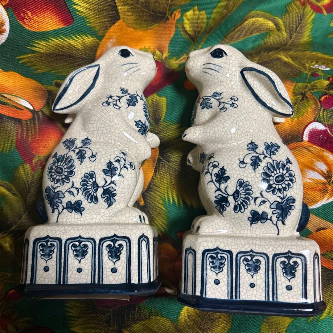 ★超お得★うさぎの置物　陶器　古道具　2個セット　ヴィンテージ　美品 激レア