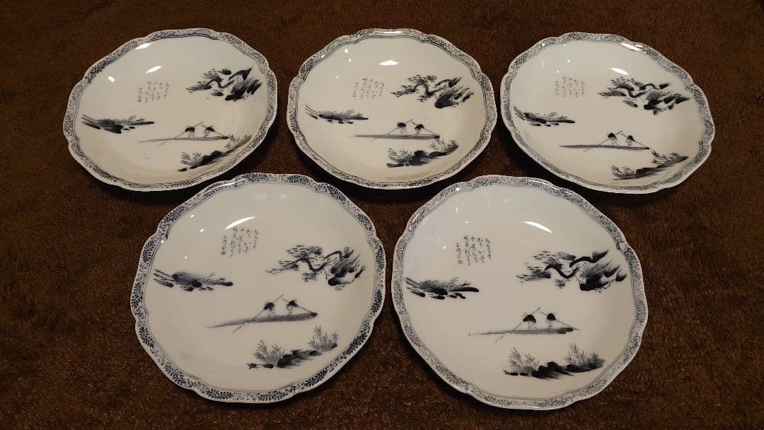 古伊万里　伊万里　染付　輪華皿　６寸皿　蔵出し　５客