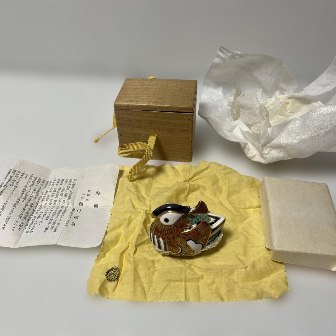 陶器の鳥の置物 木箱付き