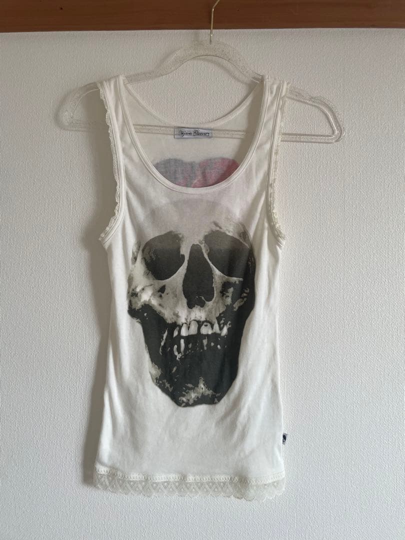 ヒステリックグラマー スカルベリー レースタンクトップ 白