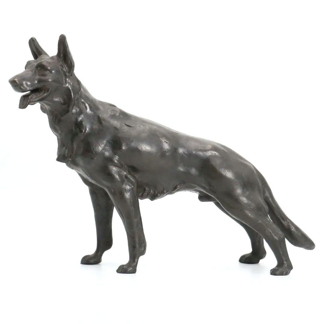 ブロンズ彫刻 犬 置物 銅像　V190　1F6