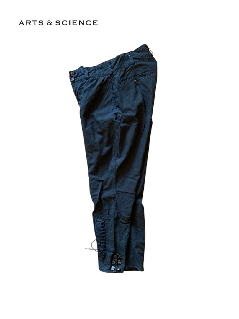 ARTS&SCIENCE ブラック インディゴリネン ジョッパーズパンツ