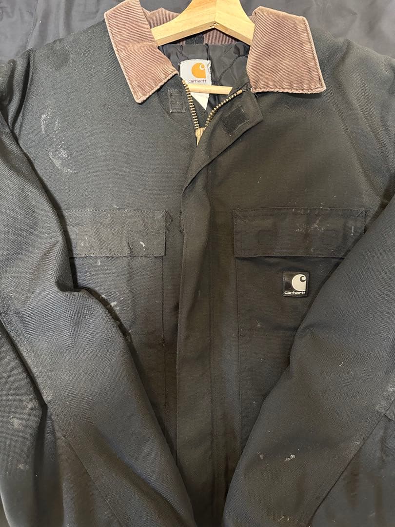 Carhartt ブラックジャケット コーデュロイ襟