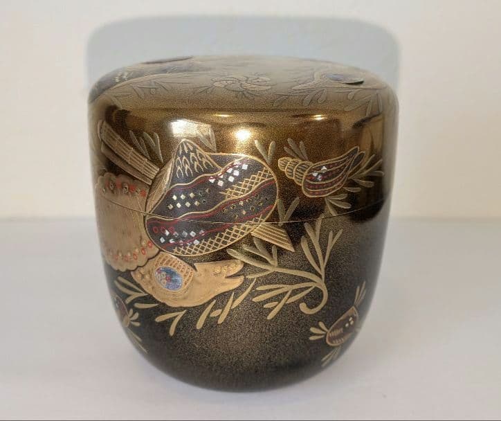 個人秘蔵-茶道具さま専用『海松貝蒔絵』大棗　新家新斎作　棗　茶器　螺鈿　内金梨子