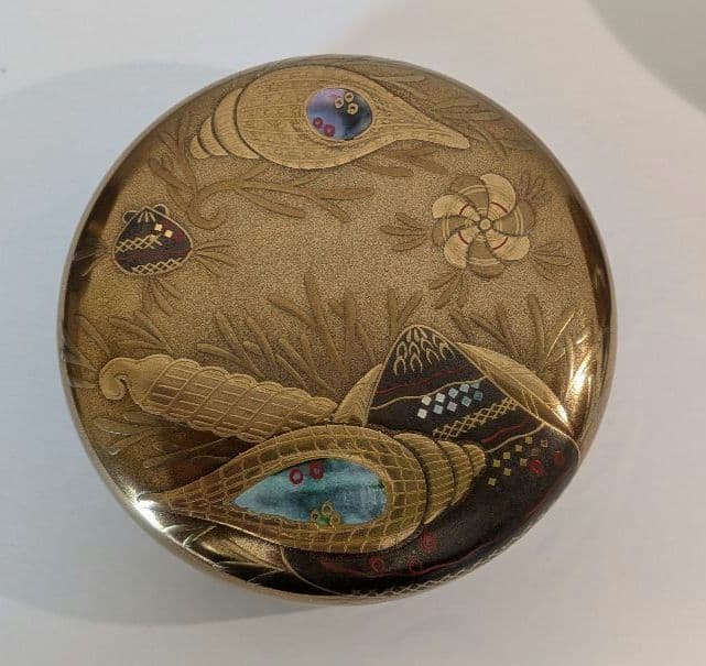 個人秘蔵-茶道具さま専用『海松貝蒔絵』大棗　新家新斎作　棗　茶器　螺鈿　内金梨子