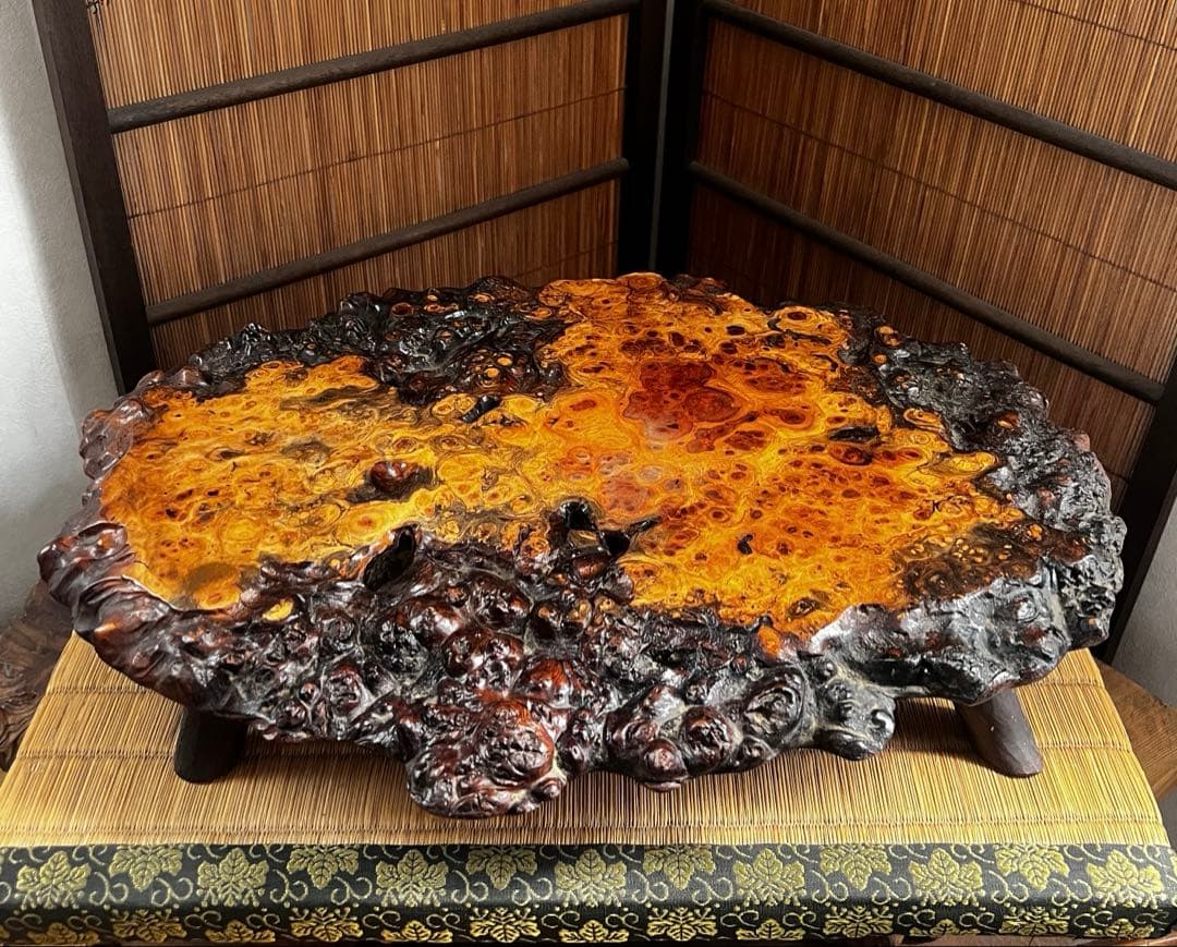 天然時代木 花梨 美玉杢 四足 花台 香台 盆栽台 50㎝