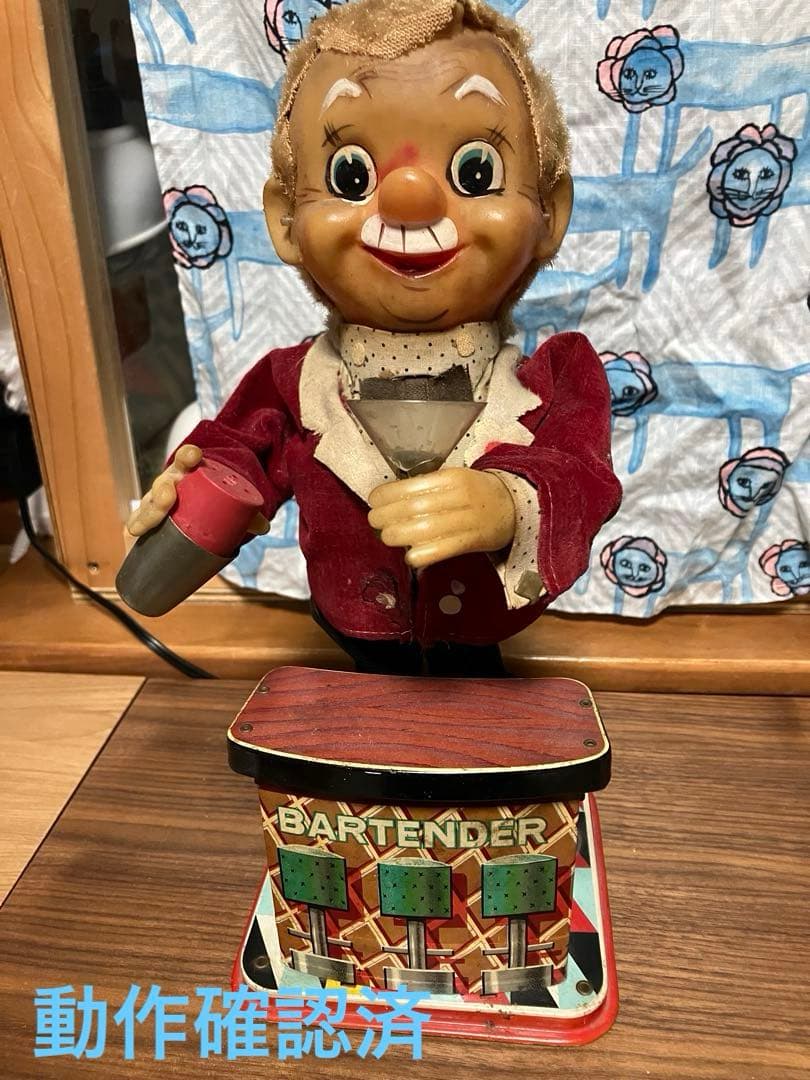 昭和レトロ バーテンダー ブリキ 人形 動作確認済 当時物