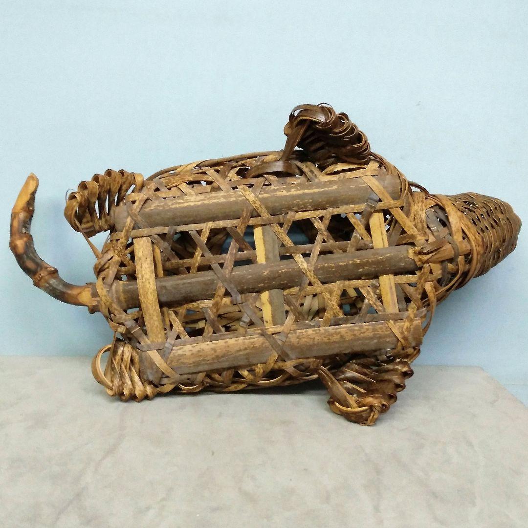 ★希少！　竹細工　竹工芸　【鶴亀】　花生け　天然記念物　虎斑竹/虎竹