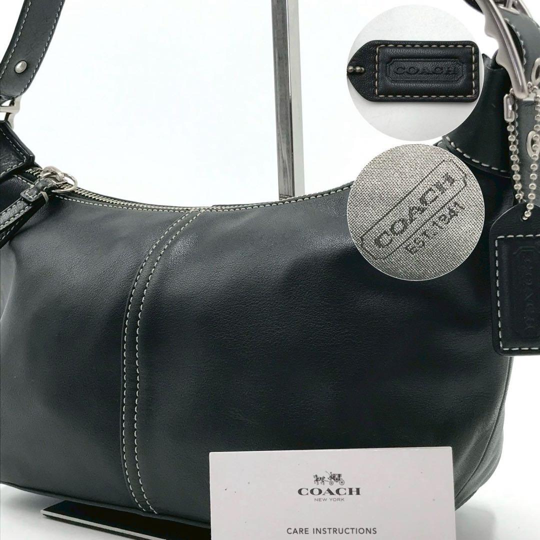 使用回数少✨コーチ ショルダーバッグ アクセサリーポーチ レザー 黒 肩がけ
