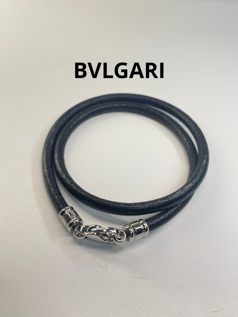 BVLGARI (ブルガリ)レザー チョーカー ネックレス 2連 ブレスレット