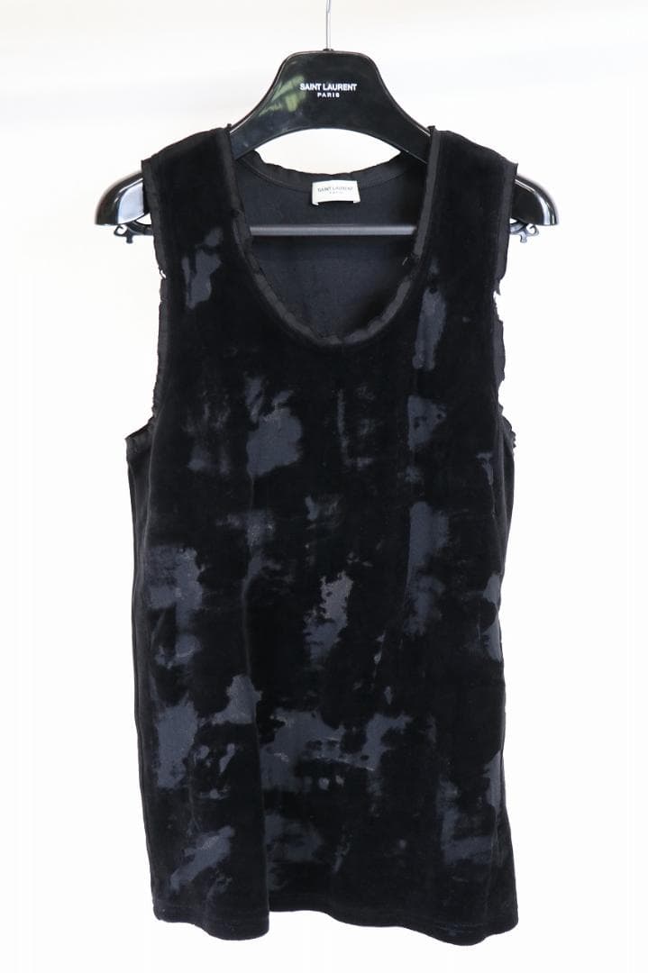 saint laurent paris デストロイストレッチベロア タンクトップ