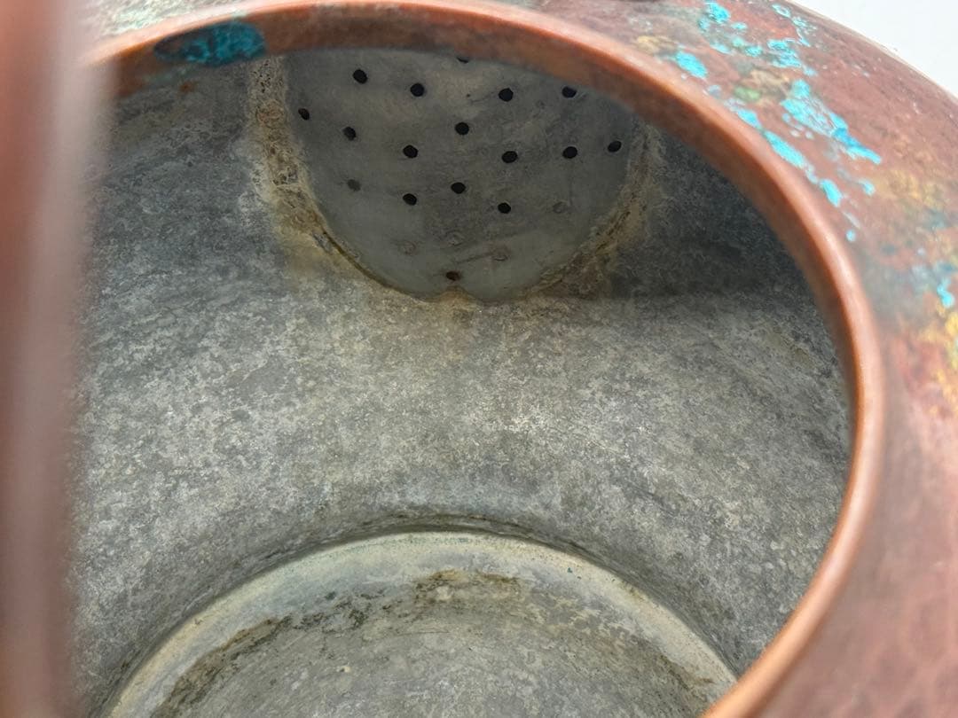 時代　銅製　塗金鎚起　銅水注　約2.5kg 茶道具　在銘　送料込み251219