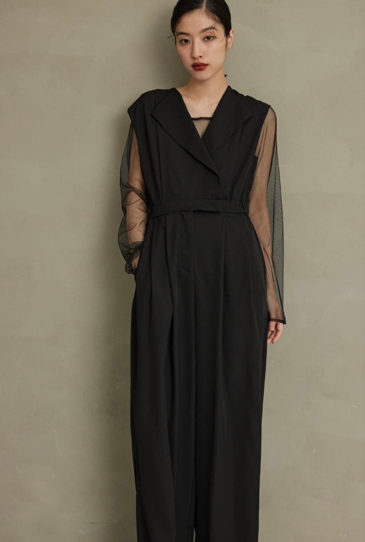 ♡niana スタンドアウトカラーオールインパンツ　ブラック　Sサイズ