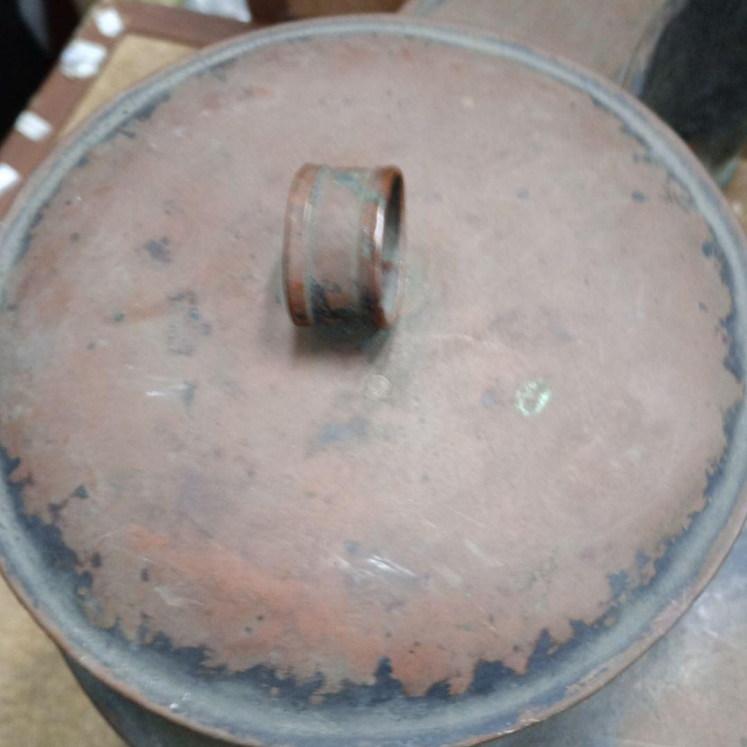 4483）燗銅壺（かんどうこ）丸型火鉢用　大型　現状漏れあり