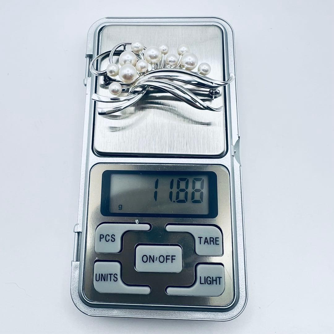 超美品　ミキモト　アコヤパール　12粒　6.5mm-4mm シルバーブローチ