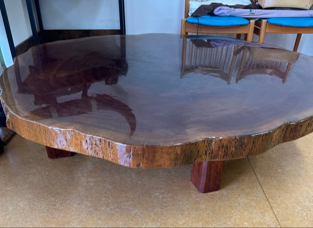 【希少】天然木 一枚板 大型座卓 円卓 センターテーブル 輪切り 昭和レトロ