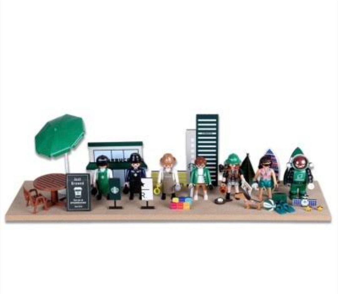韓国スターバックス プレイモービルフィギュアセット プレート付き完全版