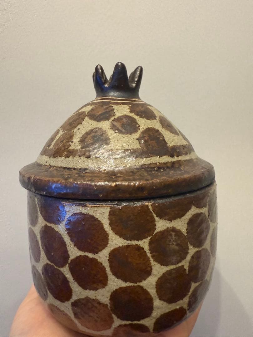 工房十鶴　蓋物　ドット柄　水玉模様　やちむん