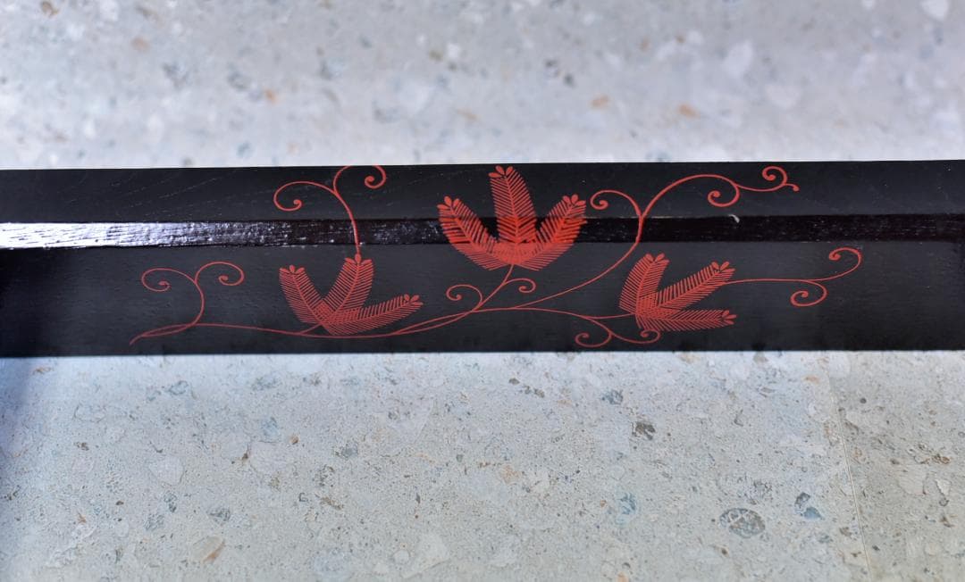 真塗蒔絵炉縁，柿合わせ炉縁2個セット　囲炉裏、共箱