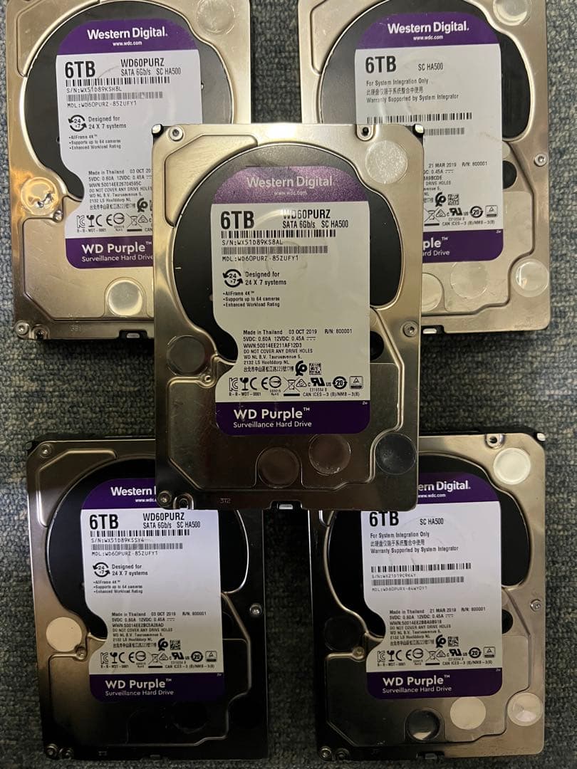 WD Purple 6内蔵型5台セット合計30TBハードディスクドライ