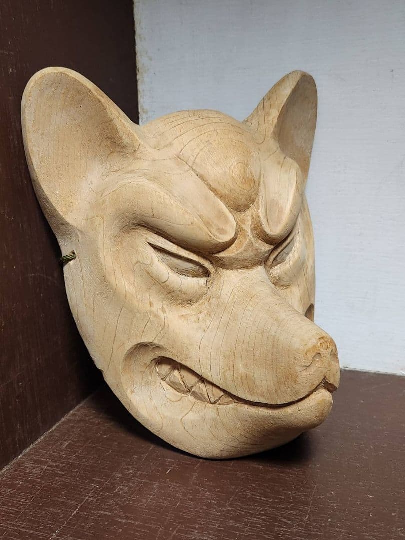 狐面 木彫 彫刻 祭り お面 仮面 伝統芸能 飾り面 工芸