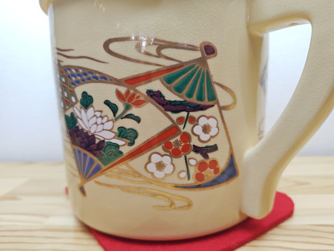 送料込【逢絢亭・新品】茶道具 水屋道具 片口水注 京焼 扇面流水 紙箱入り