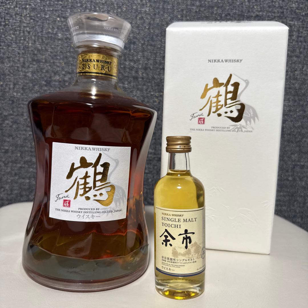 ニッカウイスキー　鶴　700ml シングルモルト余市50ml小瓶をおつけして