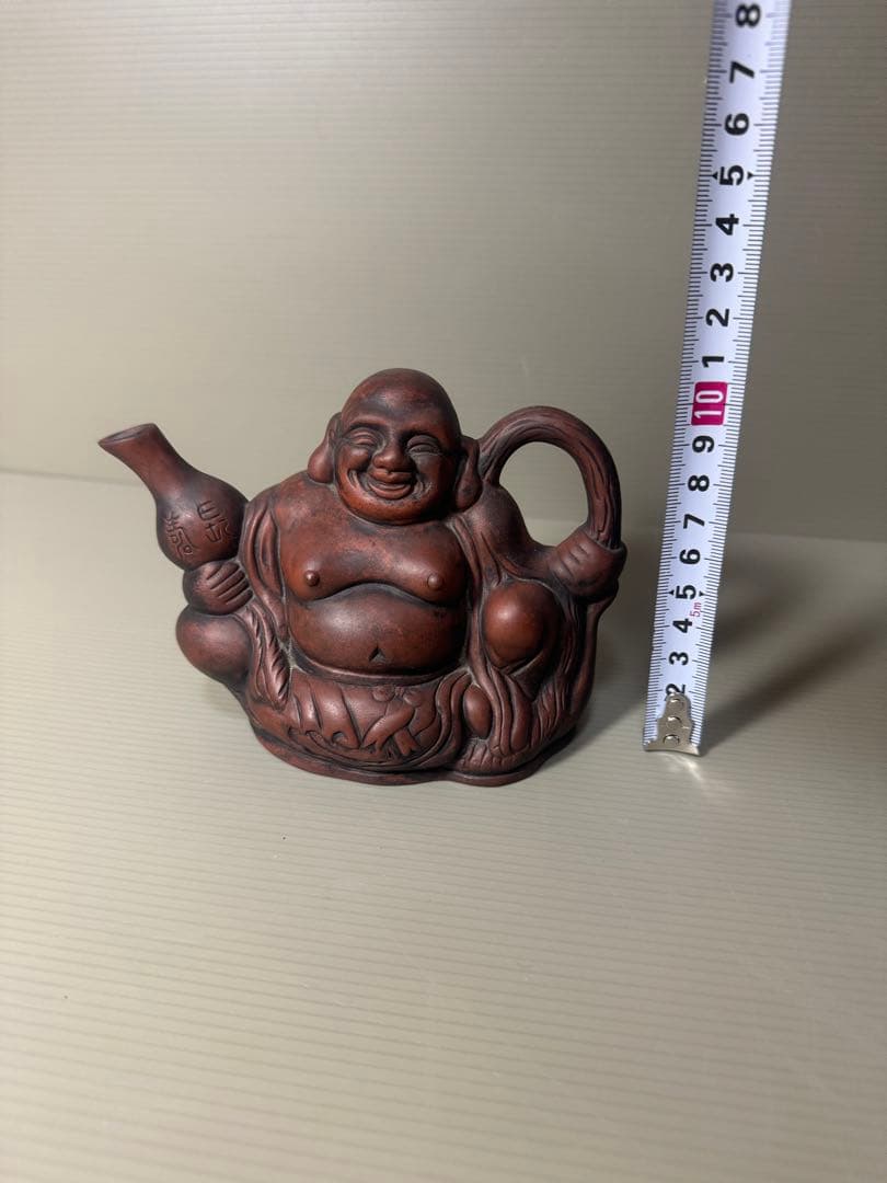 2095  七福神　布袋様　陶器　水差し　急須型　置物