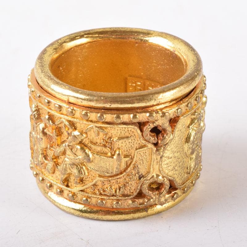 中国　光緒天宝足銀　山水人物彫　板指　N　7475