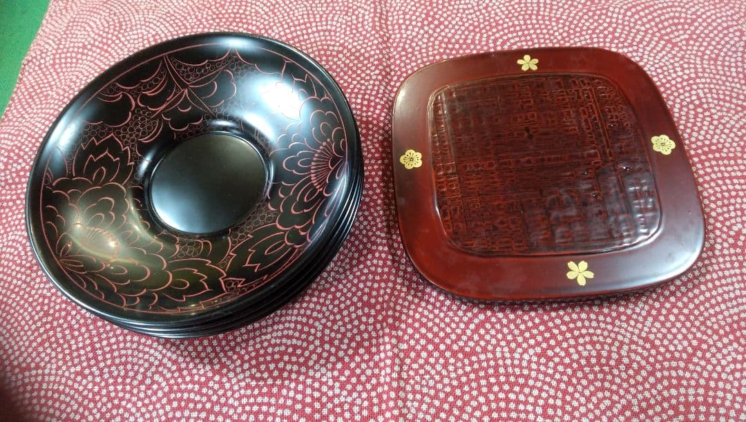 輪島塗、茶托と土瓶敷