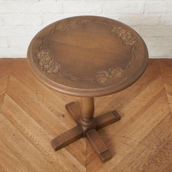 91112★オーク材 サイドテーブル 花台 オケージョナルテーブル
