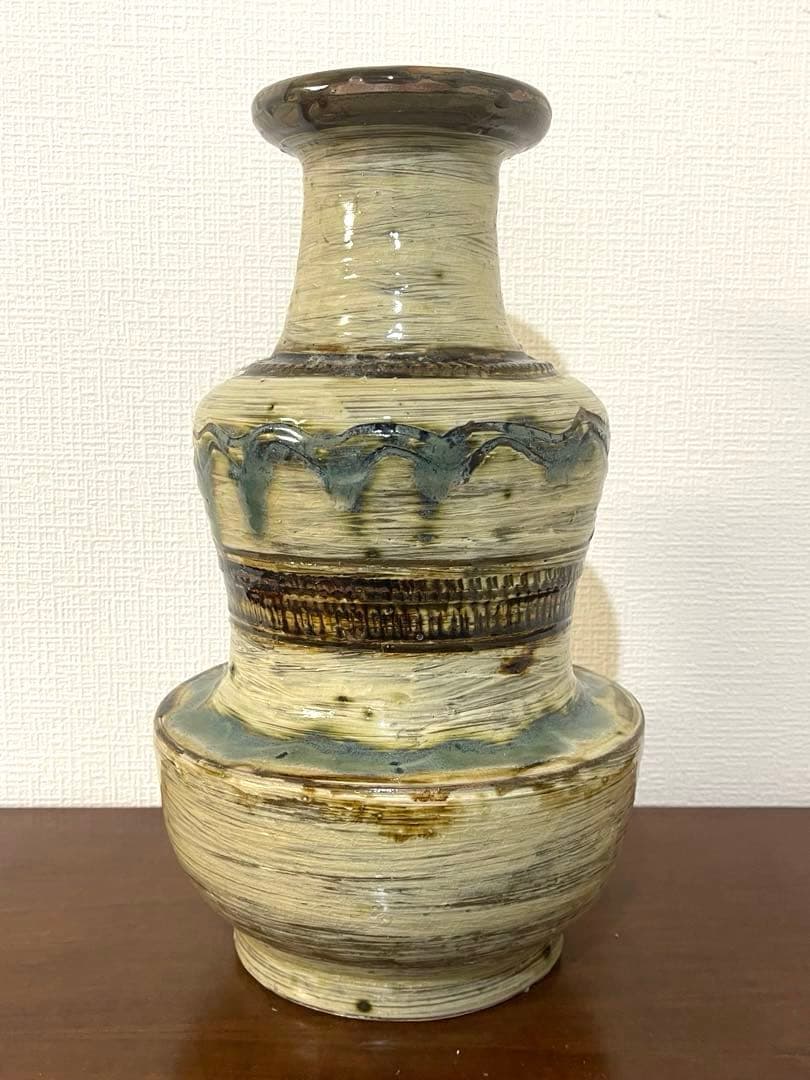 小橋川源慶作 やちむん 壺屋焼花瓶 嘉瓶（ゆしびん）高さ約３４センチ