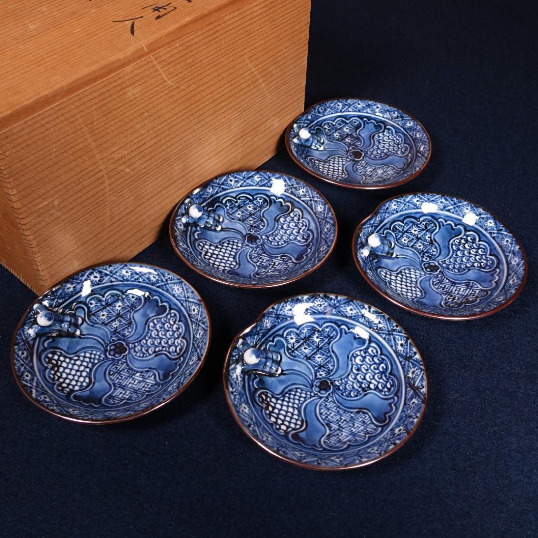 京焼 加藤利昇 祥瑞一閑人 小皿 5客 共箱