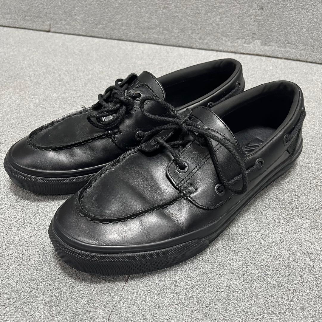 重厚レザーモカ2アイレットシルエットVANSV176CFブラック27cm